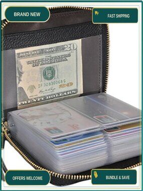 Genuine Cowhide Leather RFID Blocking Zip Card Holder Wallet